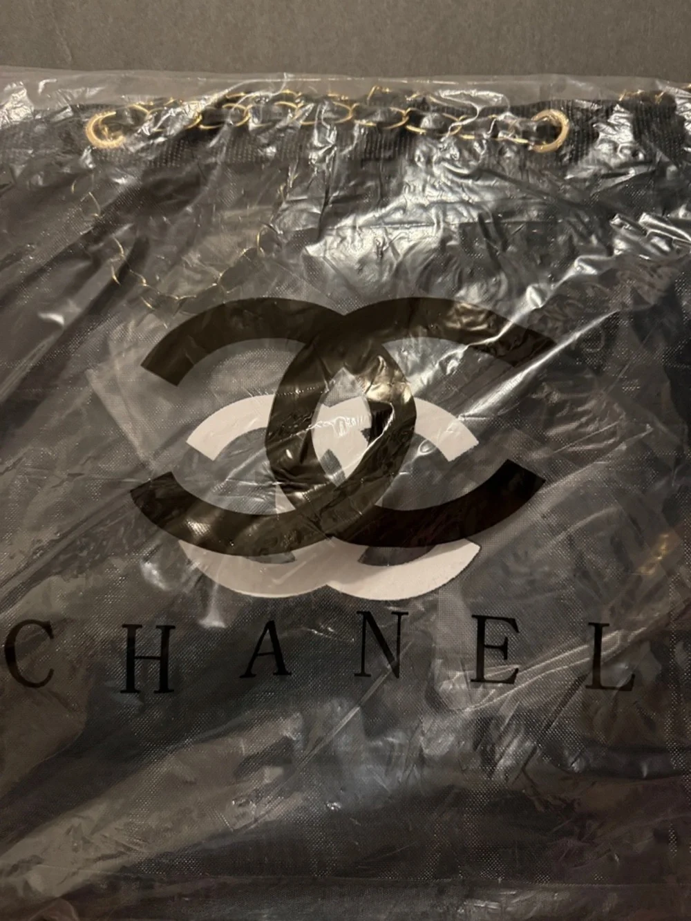 Chanel Black Clear mesh  Tote Bag with Chain Accent VIP item.. - Picture 5 of 5